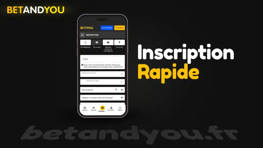 Inscription rapide à Betandyou Cameroun, Bénin, Sénégal, Mali, Togo, RDC, Côte d’Ivoire, et au Burkina