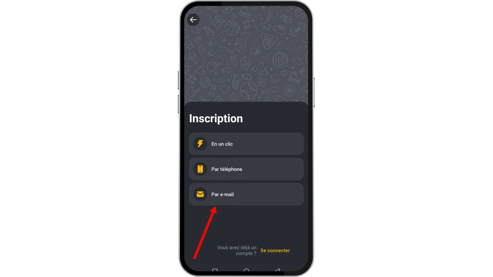 Inscription sur Betandyou android