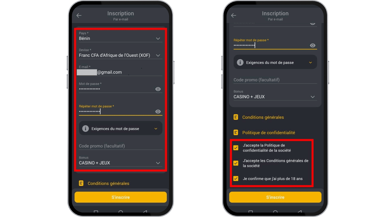Inscription sur Betanadyou apk